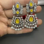 Elegant Yellow Kundan Jhumki Earring