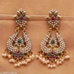 Pearl Studded Gold Platted Statement Earrings