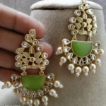 Shimmering Green Kundan Earrings