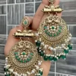 Trending Green Gold Plated Jhumkas