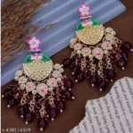 Maroon Polki Jhumka