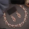 Rose Gold Plated Necklace set with Peach color Kundan