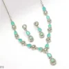 Silver Plated Sea Blue AD Necklace Set