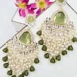 Mehendi Kundan Polki Fusion Earrings