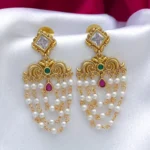 Gold Plated White Pearl Chandelier Earring