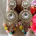 White Kundan with Satrangi Beads Jhumka