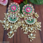 Pink & Green Meenakari Jhumka