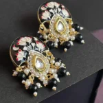 Black Meenakari Kundan Stud Earring