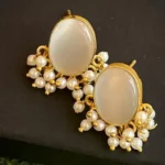 Gold Plated White Stone Stud Earring