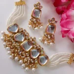 White Pearl & Kundan Necklace Set