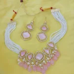 Pink Polki Necklace Set